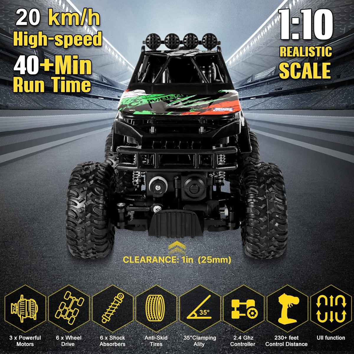 2.4Ghz 6x6 Off-Road Remote Control Monster Truck H711069