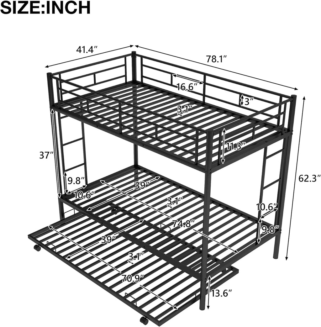Black Metal Trundle Bunk Bed B801427