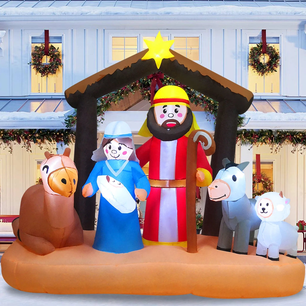 6ft Christmas Inflatables Nativity Scene with Build-in LEDs R5551