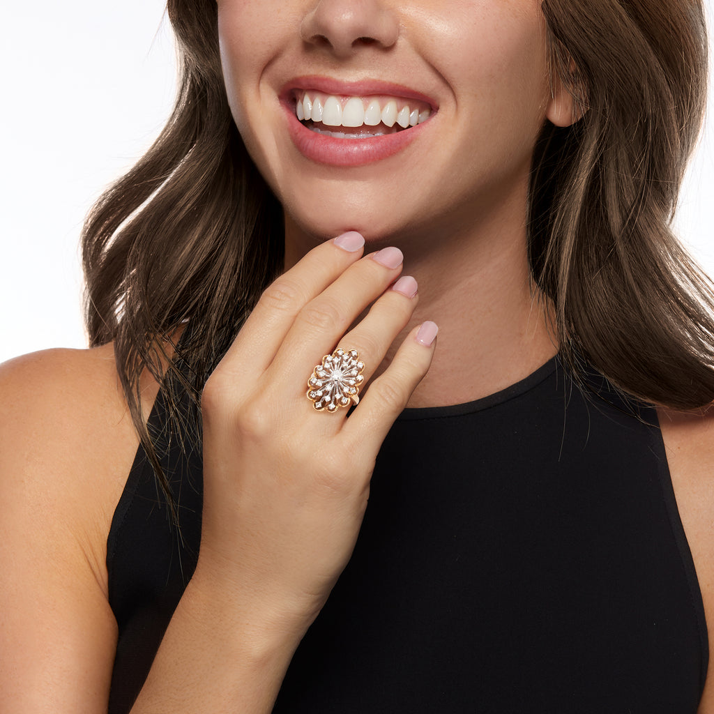 Vintage Diamond Cocktail Ring in 14kt 2-Tone Gold N395035