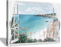 Blue Ocean Beach Window Canvas Art 36'' x 24'' I820652