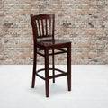 Mahogany Wood Vertical Slat Back Barstool E64199