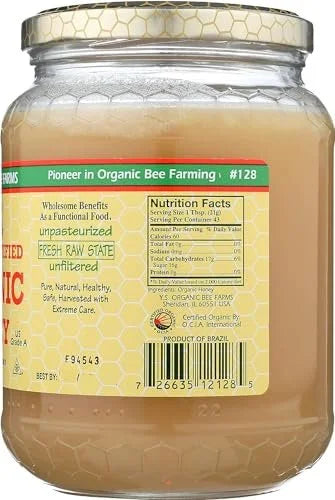 Certified Organic Raw Unprocessed Unpasteurized Honey 32oz Pack of 2 X60497