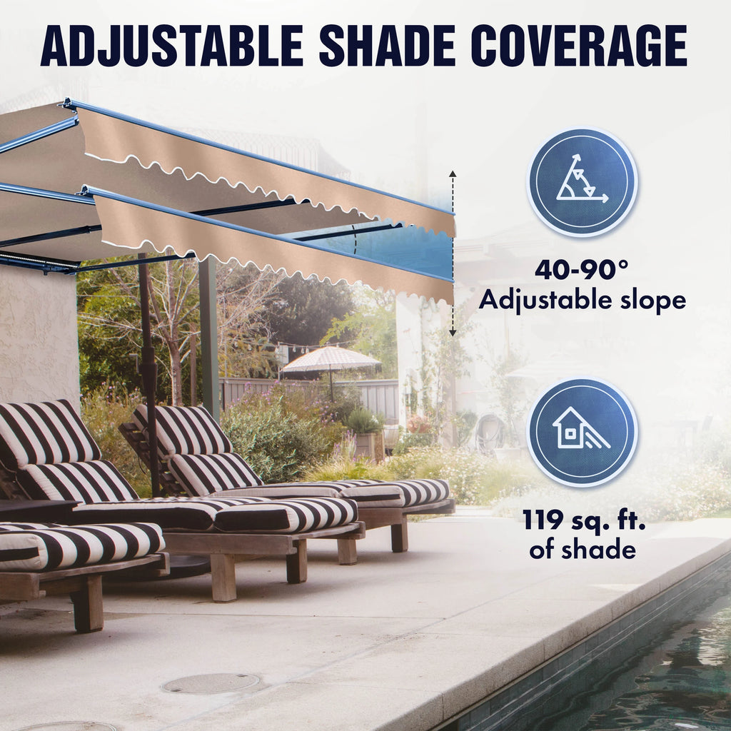 13' x 10' Retractable Patio Awning Canopy K6391