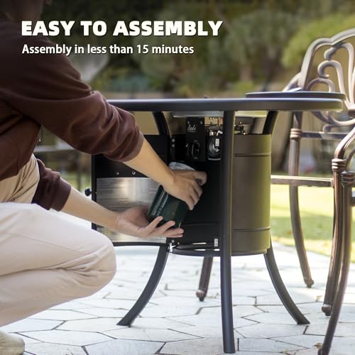 26 inch Black Round Propane Fire Pit X7121