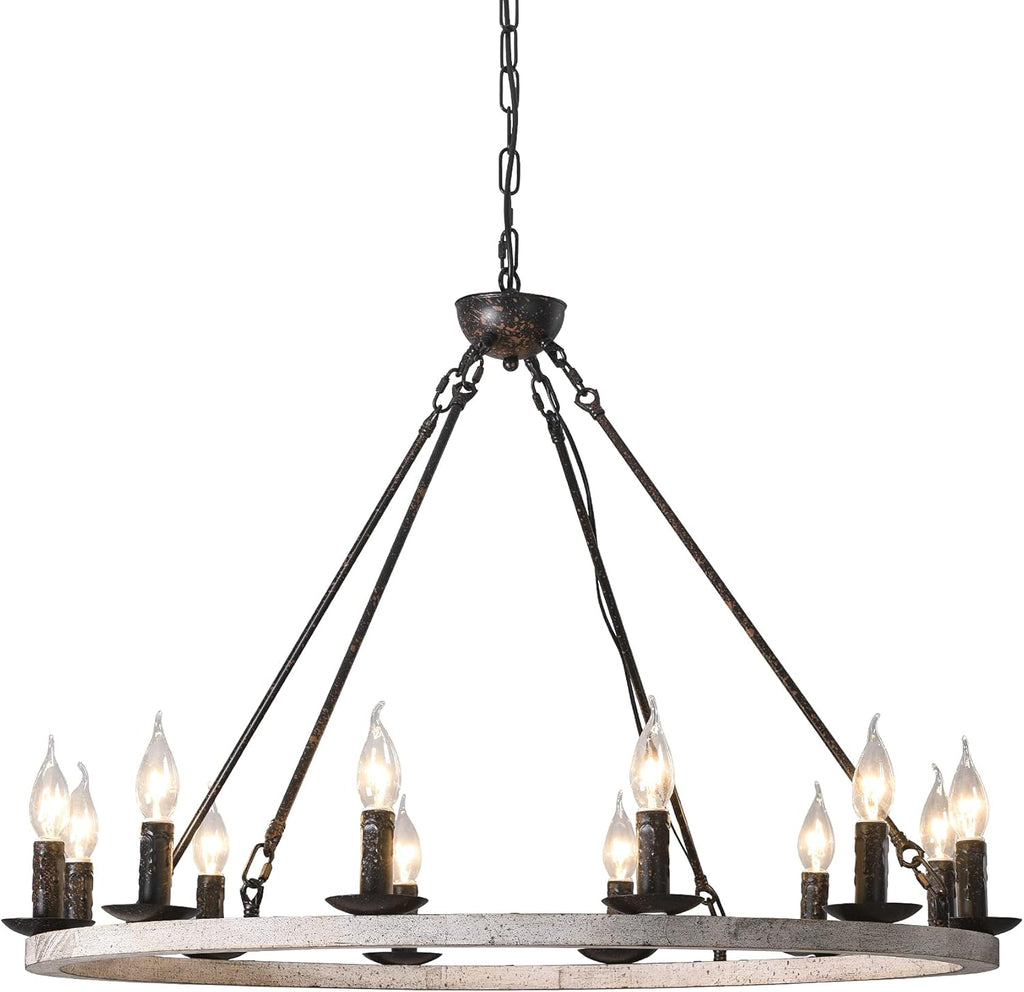 12-Lights Wagon Wheel Chandelier W728140