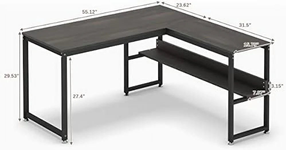 L Shaped Desk 55 inch with Shelves B663