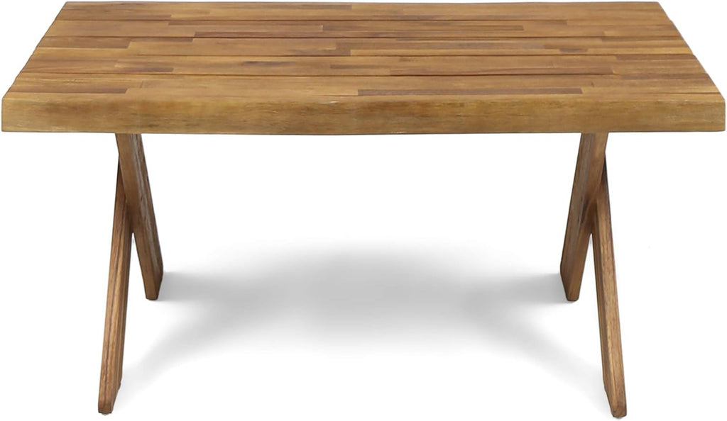 Acacia Wood Coffee Table, Sandblast Teak Finish X243