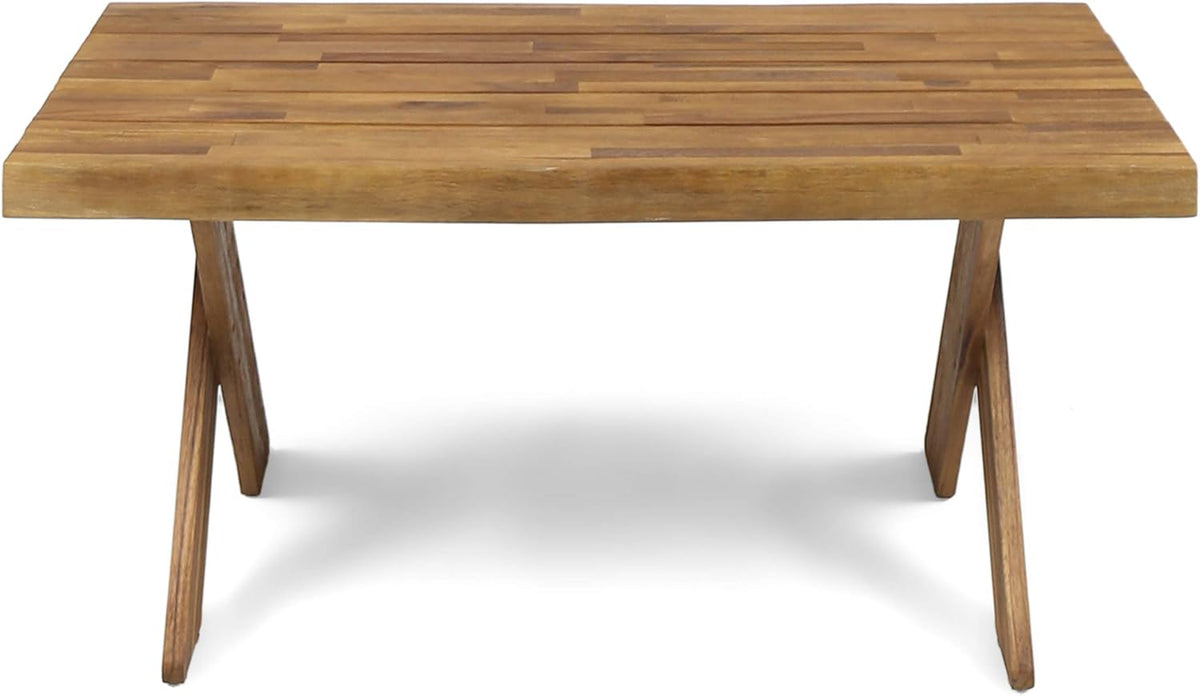 Acacia Wood Coffee Table, Sandblast Teak Finish X243