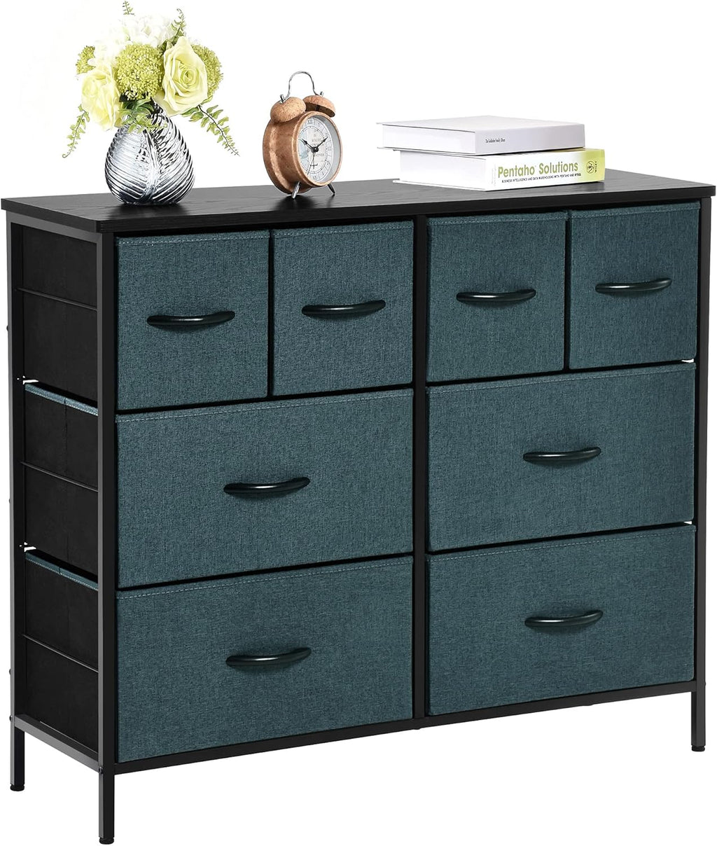 Grey Blue 8 Drawer Fabric Dresser B207722
