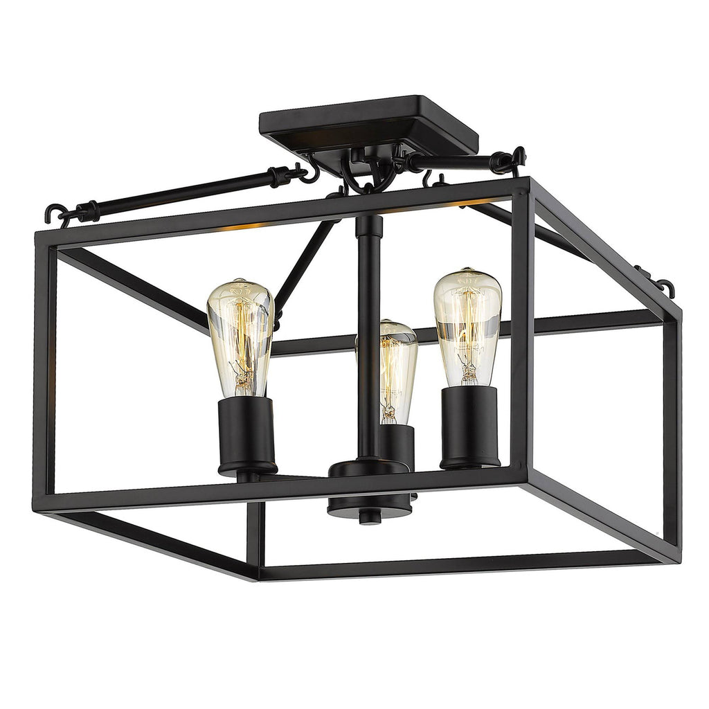 Black 3 Light Semi-Flush Mount E2250