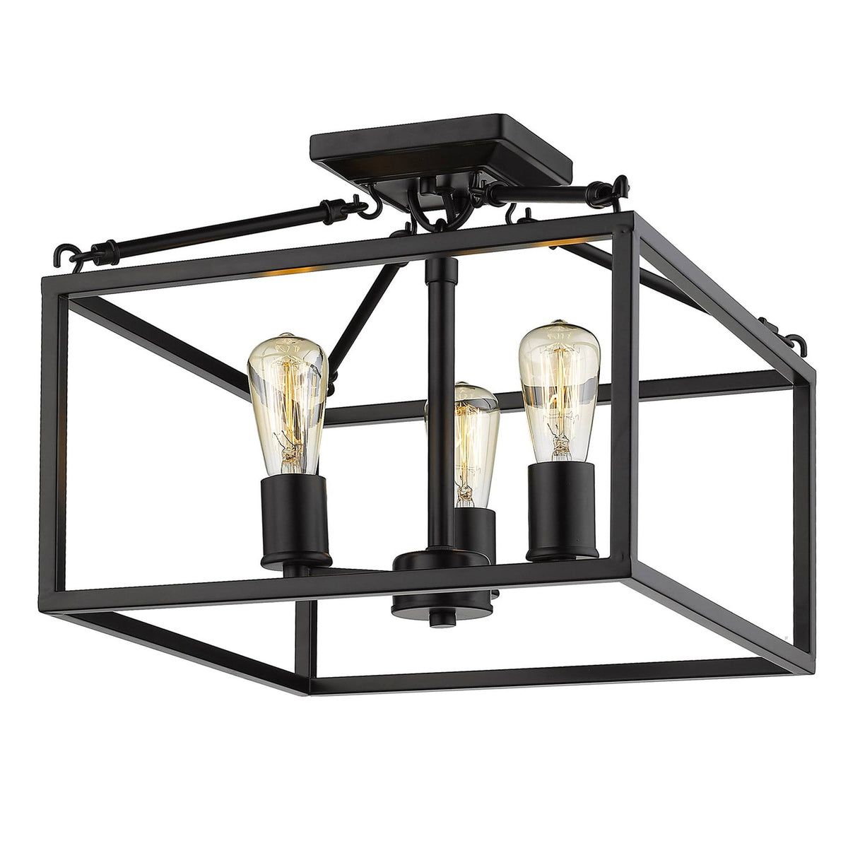 Black 3 Light Semi-Flush Mount E2250
