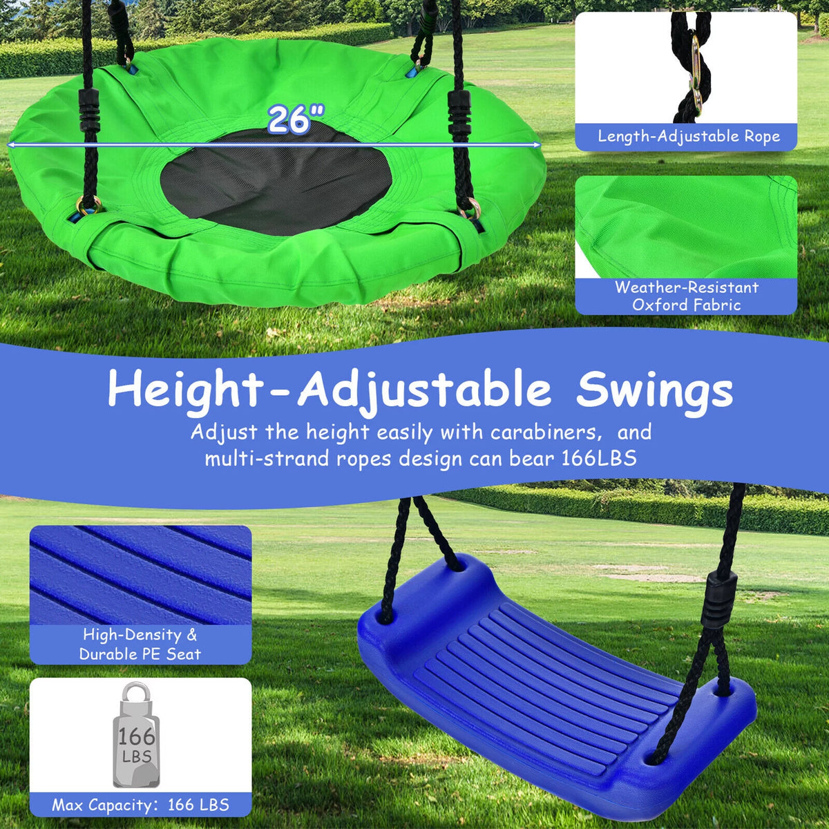 Kids Swing Set with Basketball Hoop & Climbing Ladder L56712