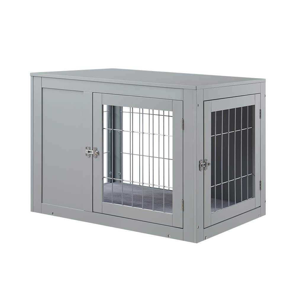 Wooden Dog Crate End Table with Cushion W24696