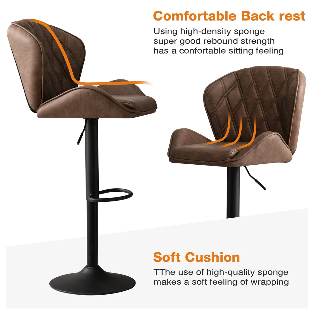 Brown Velvet Bar Stools Set of 2 with Armrest R93966