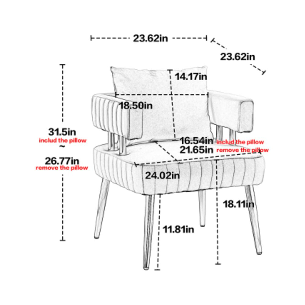Olive Green Polyester Accent Chair with Golden Feet V583