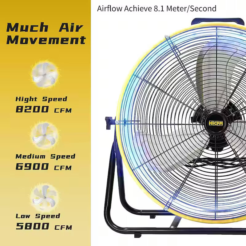 Yellow 24 in. 3 Speeds Portable Drum Fan H39956