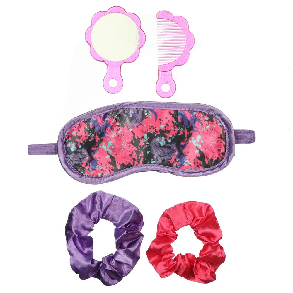 Clear Utility Case with Sleep Mask, Hair Ties and Comb & Mirror Set O3148