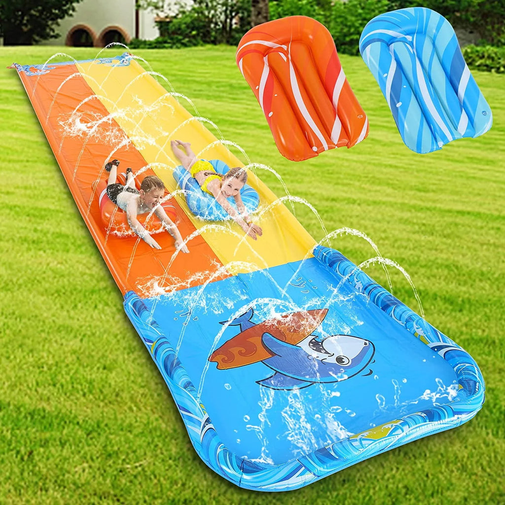 Inflatable Water Slide with 2 Bodyboards Lanes and Sprinkler X22936