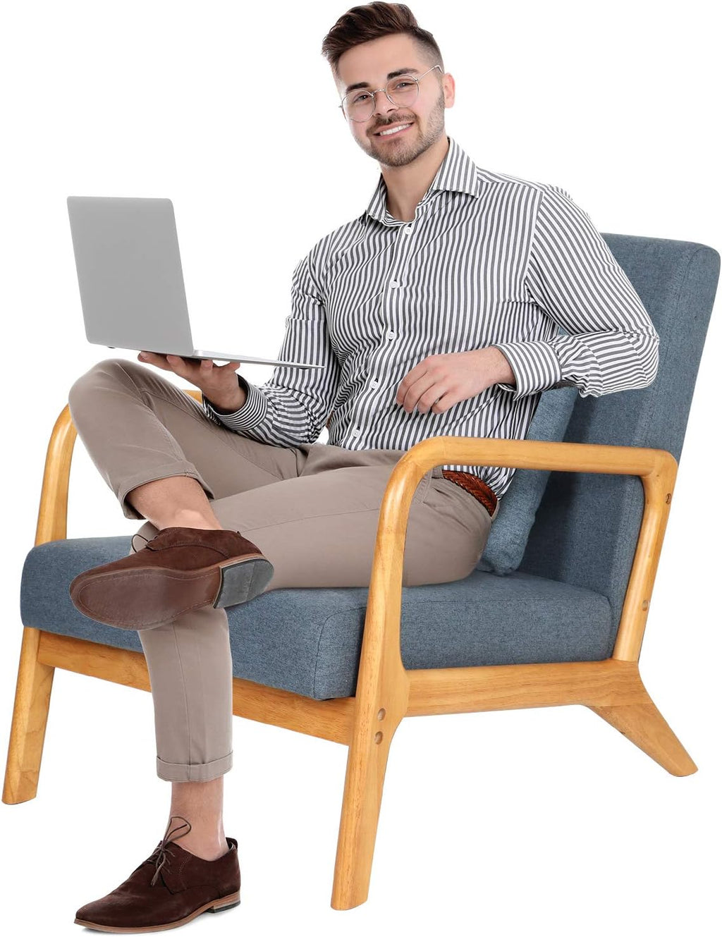 Blue Fabric Accent Chair W1701