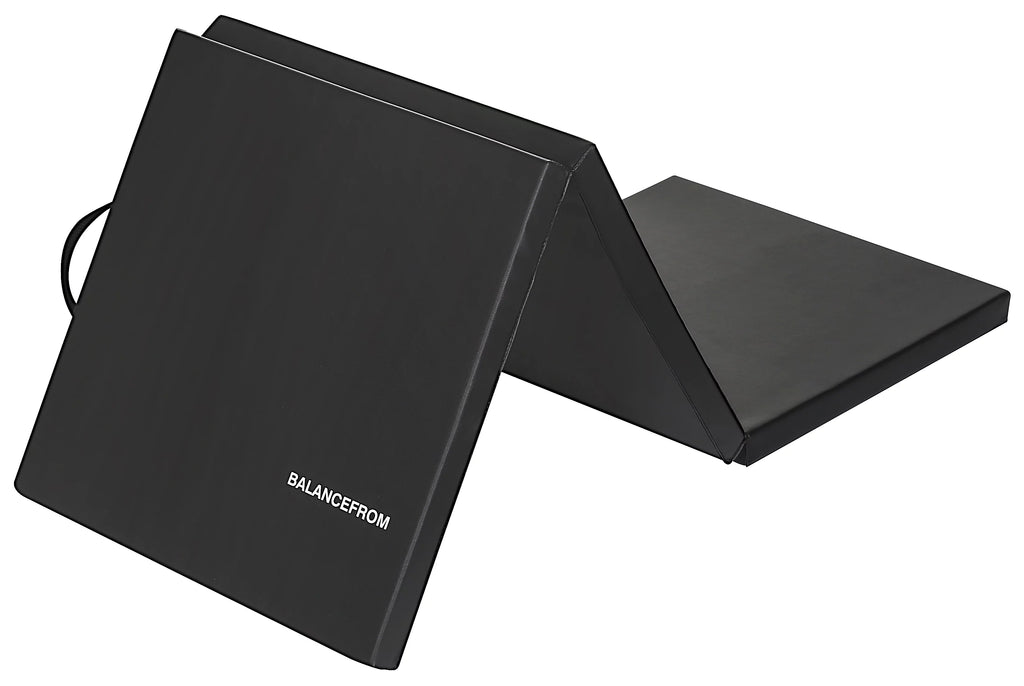 6 Ft. x 2 Ft. x 2 In. Three Fold Folding Exercise Mat with Carrying Handles, Black E81166