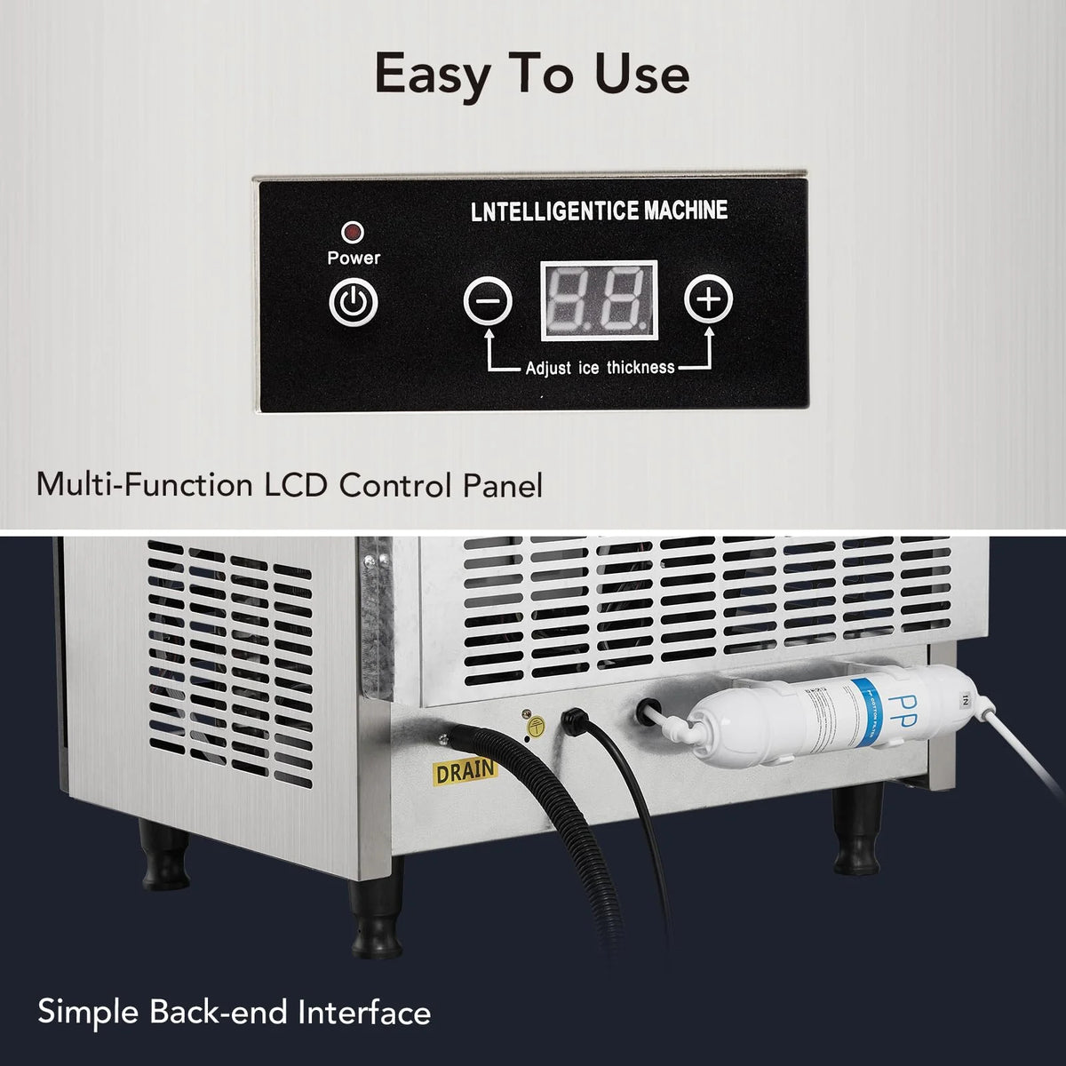 Commercial Stainless Steel Ice Maker with 44lbs Ice Storage J352540