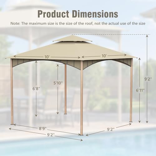 10x10 Heavy Duty Soft Top Gazebo with Metal Frame and Double Roof Canopy O280