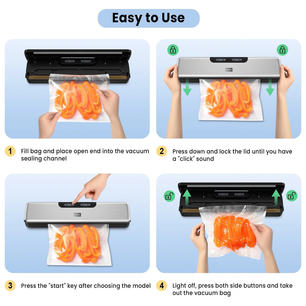 Vacuum Sealer with Vacuum Hose & 10Pcs Bags T61588