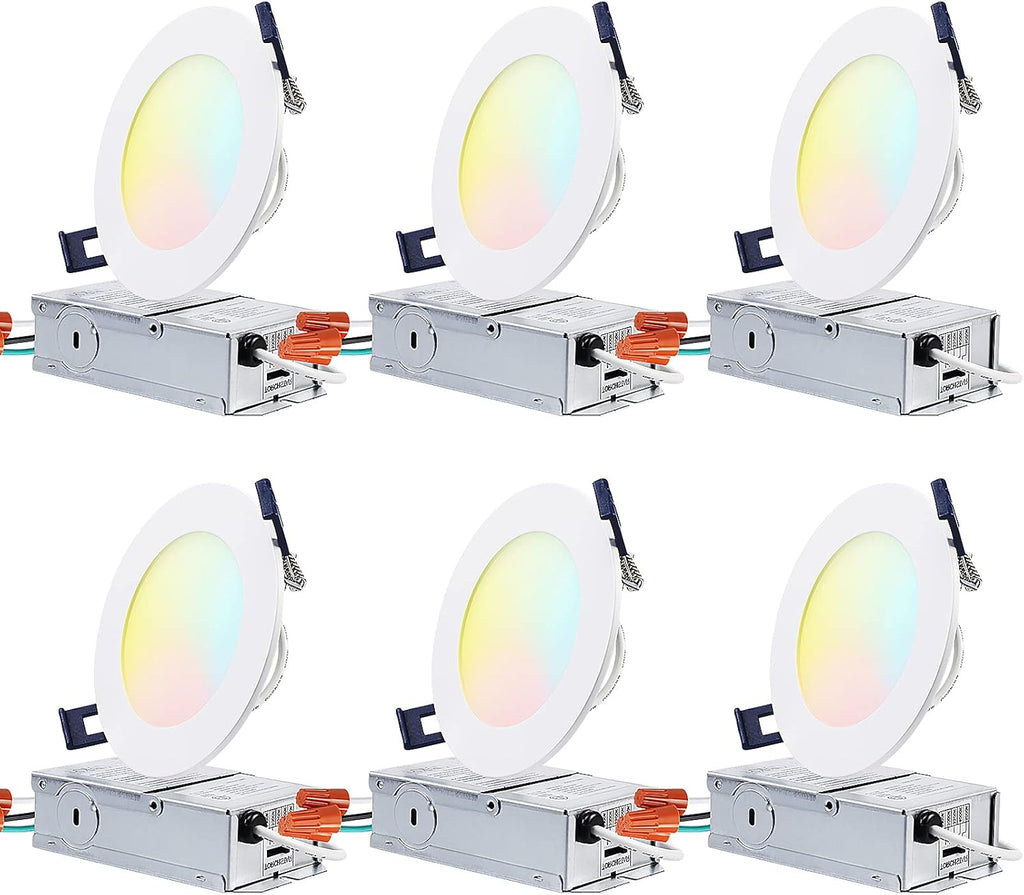 4 Inch Selectable Dimmable Ultra-Thin LED Recessed Light, Pack of 6 R651120