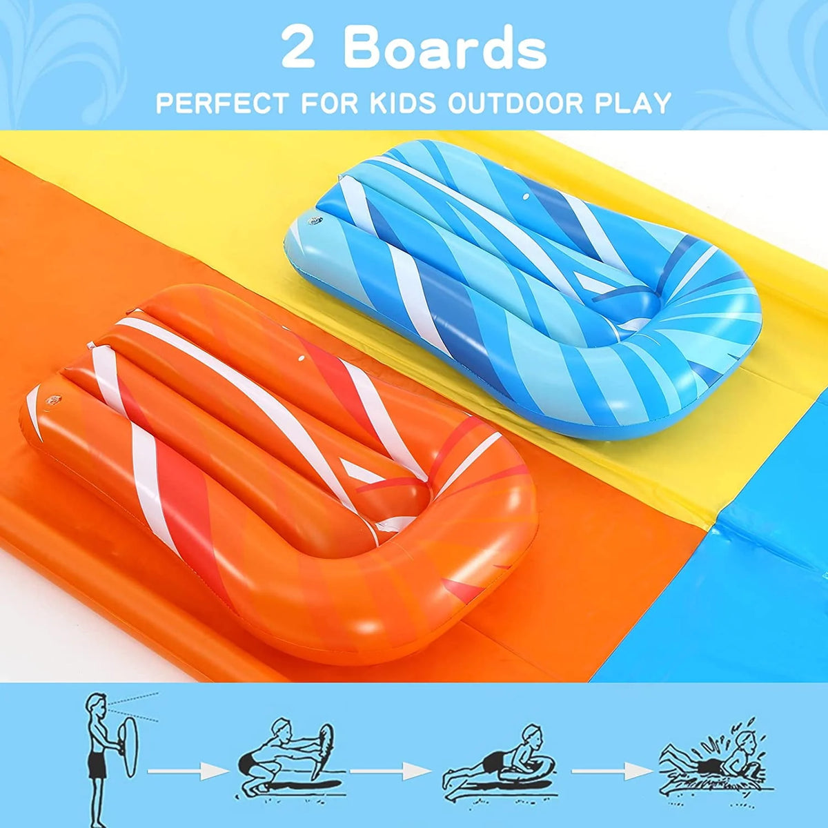 Inflatable Water Slide with 2 Bodyboards Lanes and Sprinkler X22936
