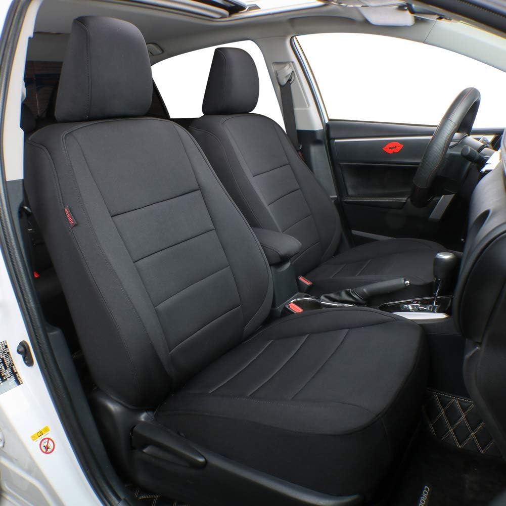 Custom Fit Full Set Car Seat Covers Leatherette Black with Red Piping H659759