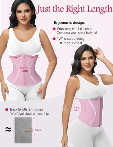 Short Torso Waist Trainer Corset Waist Cincher Body Shaper with Zipper Hooks X334511