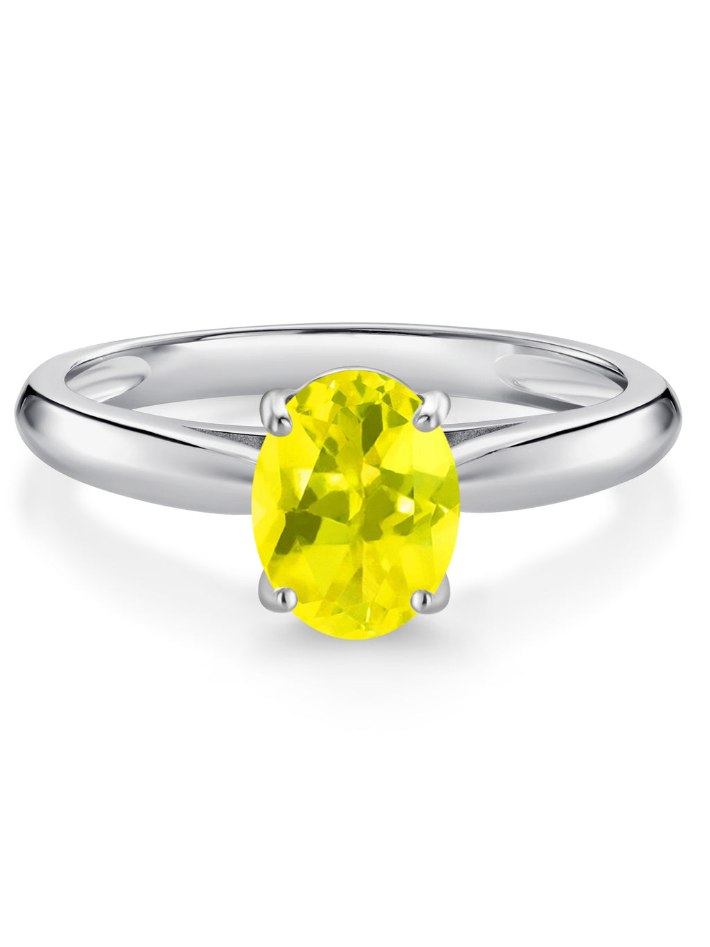 10K White Gold Canary Mystic Topaz Solitaire Engagement Ring E3977