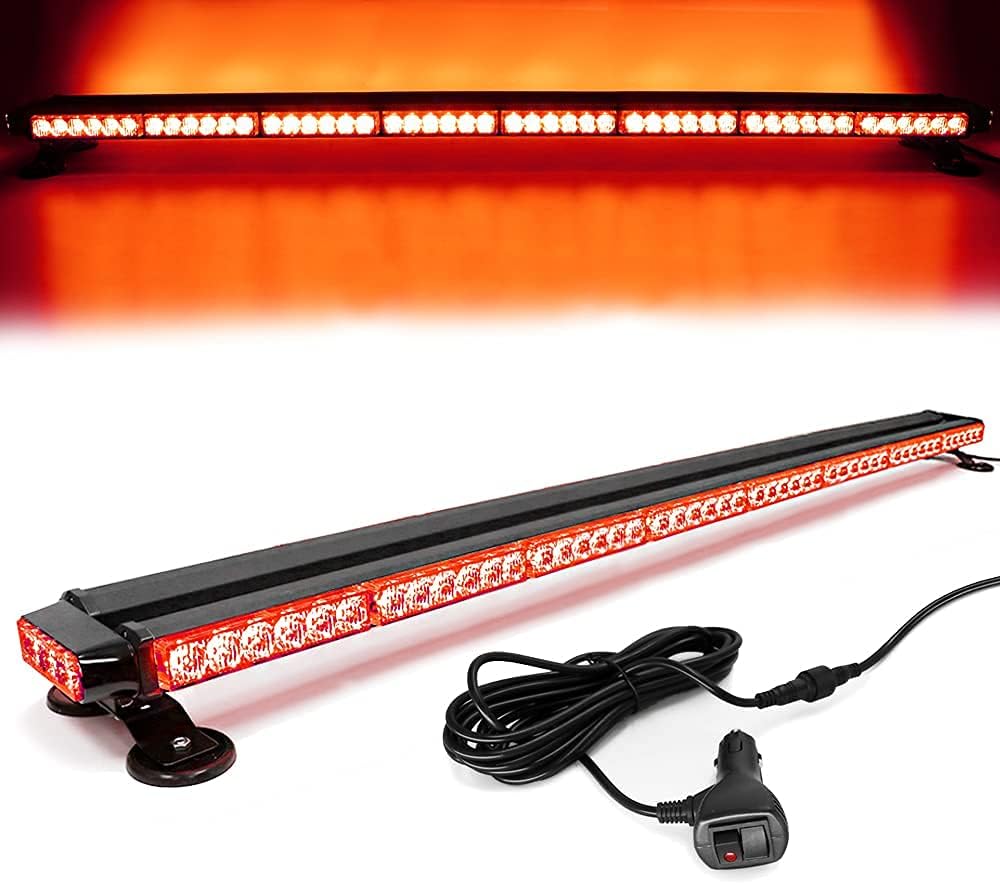 Amber Yellow 38" 78 LED Emergency Warning Strobe Light Bar with Magnetic Base V3855