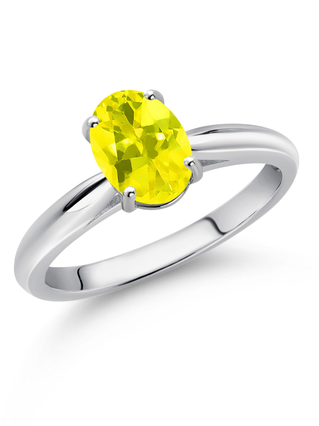 10K White Gold Canary Mystic Topaz Solitaire Engagement Ring E3977