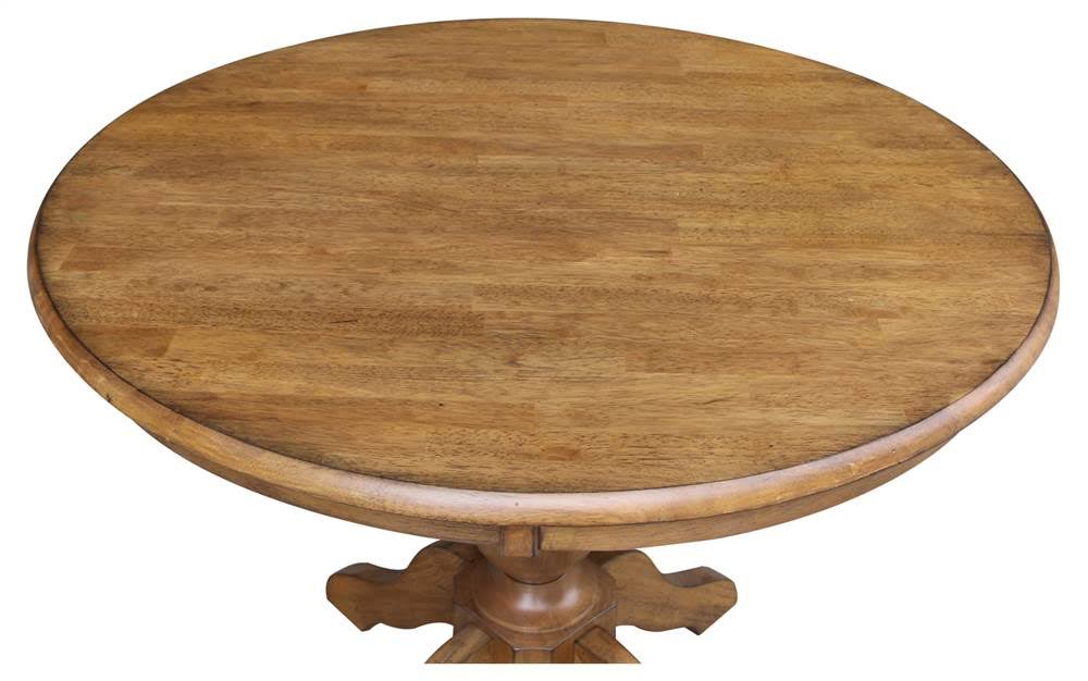 36x22 Round Pedestal Dining Table in Pecan W468536