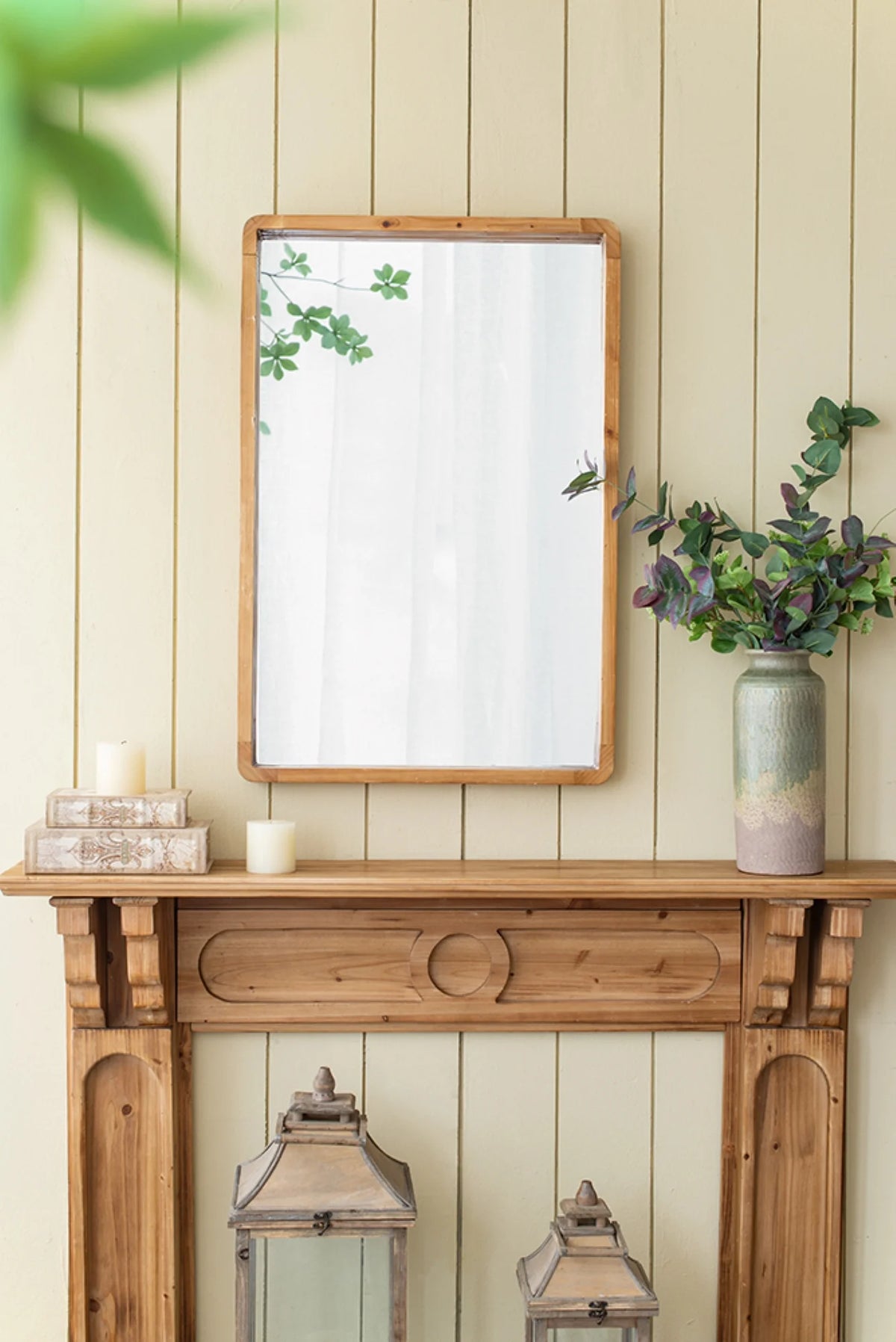 Wooden Square Wall Mirror E376172