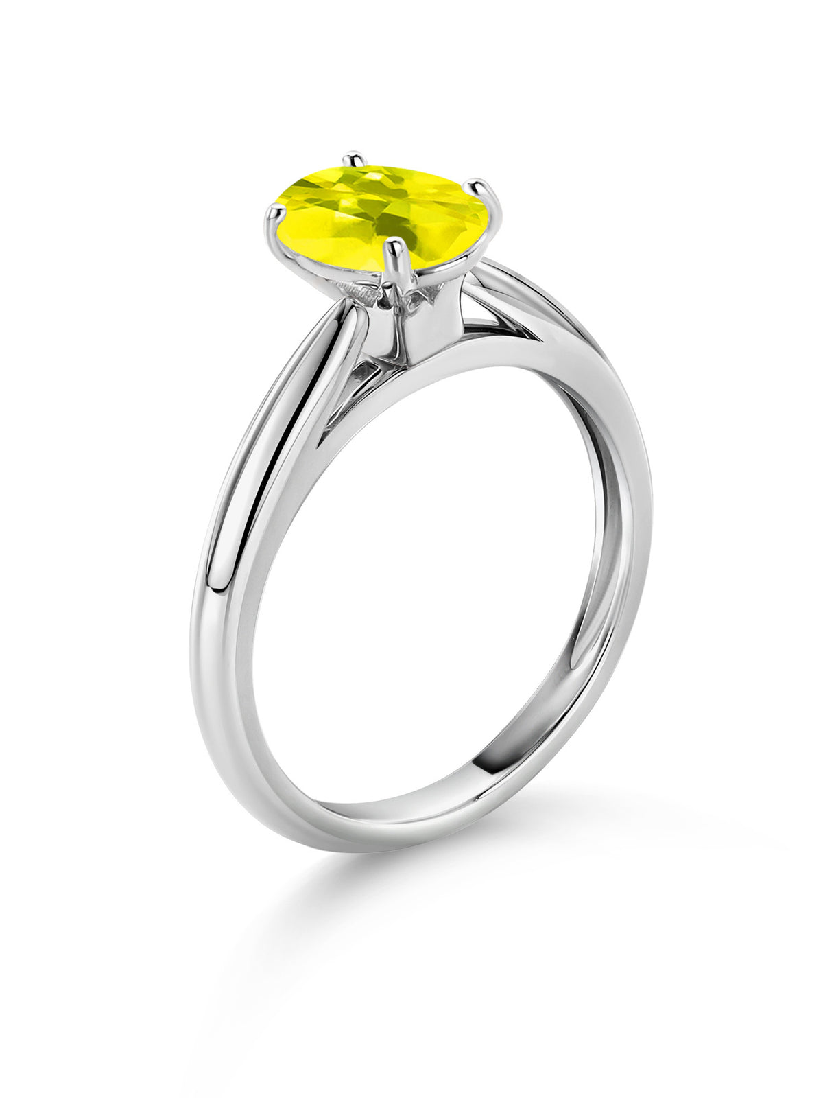 10K White Gold Canary Mystic Topaz Solitaire Engagement Ring E3977
