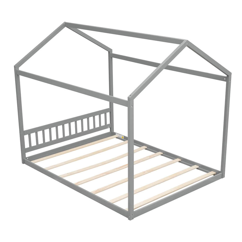 Queen Size Wood Floor Bed with Headboard D222503