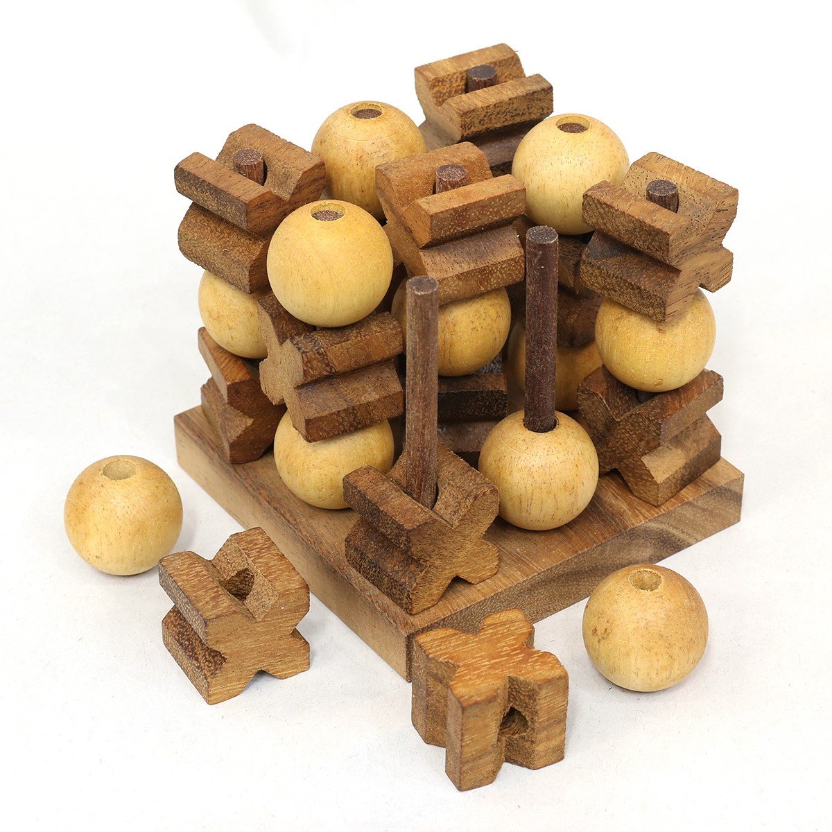 Wooden 3D Tic Tac Toe Game with Gift Box K1961