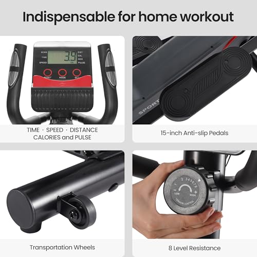 Elliptical Machine with 8 Levels Adjustable Resistance LCD Monitor 13IN Stride 300 LBS Weight Capacity J97813