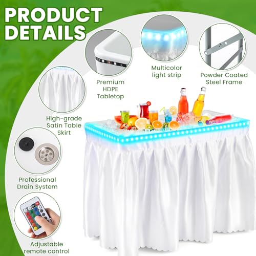 4 ft LED Folding Cooler Table with Skirt P949