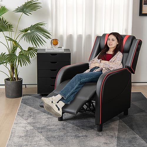 Red Massage Gaming Recliner with Bluetooth Speaker N6026
