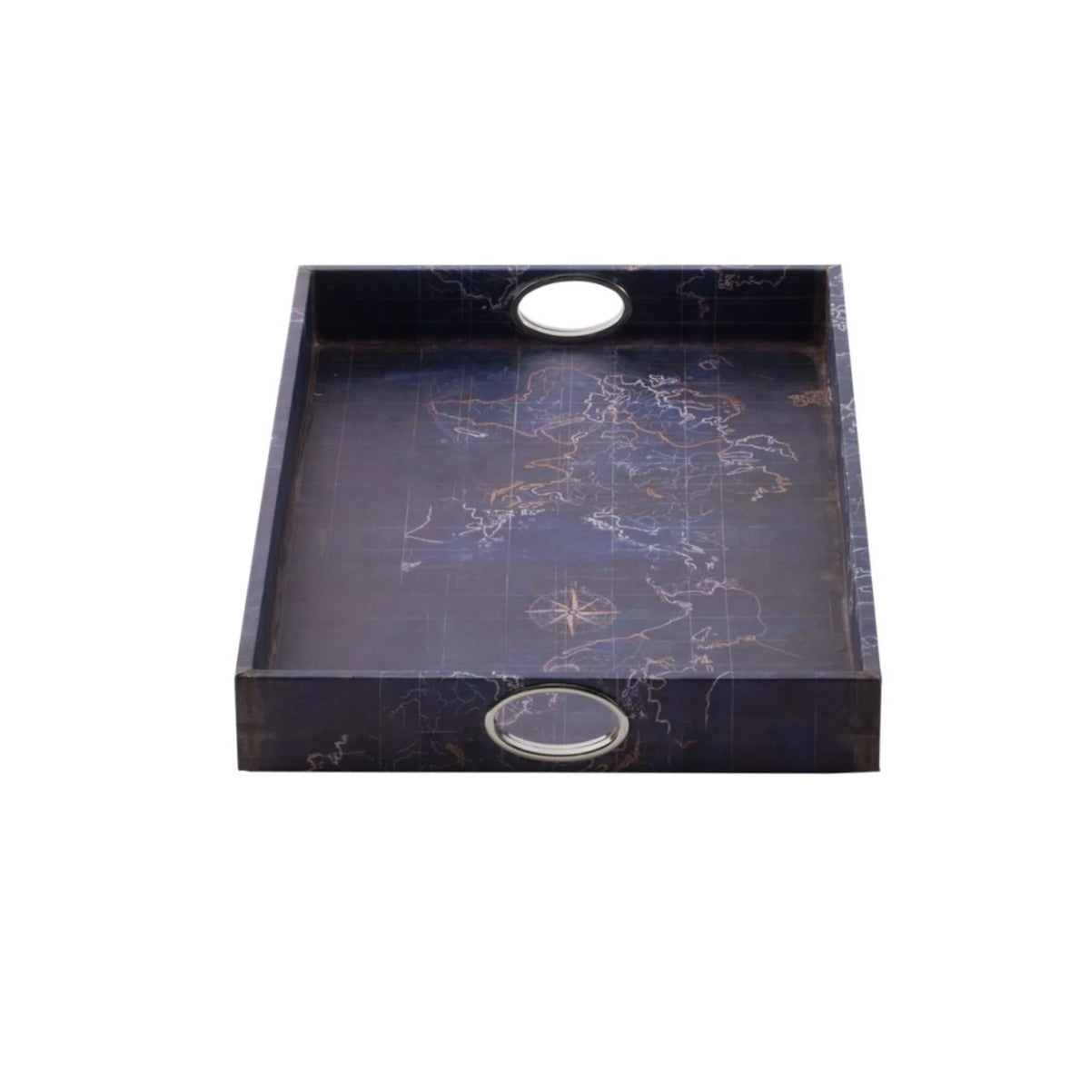 Set of 2 Deep Blue Vintage Rectangular Trays P57450