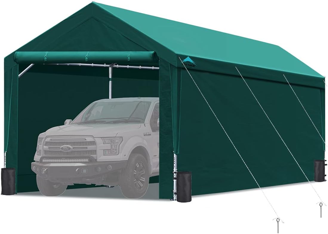 12x20 ft Heavy Duty Carport with Sidewalls and Doors T656932