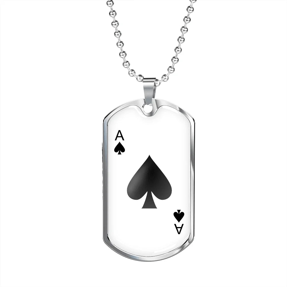 White Stainless Steel or 18k Gold Dog Tag Necklace K6178