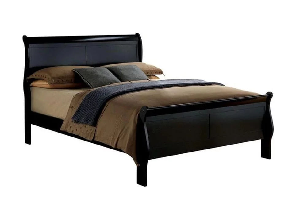 1pc Eastern King Size Black Solid Wood Bedframe F70502