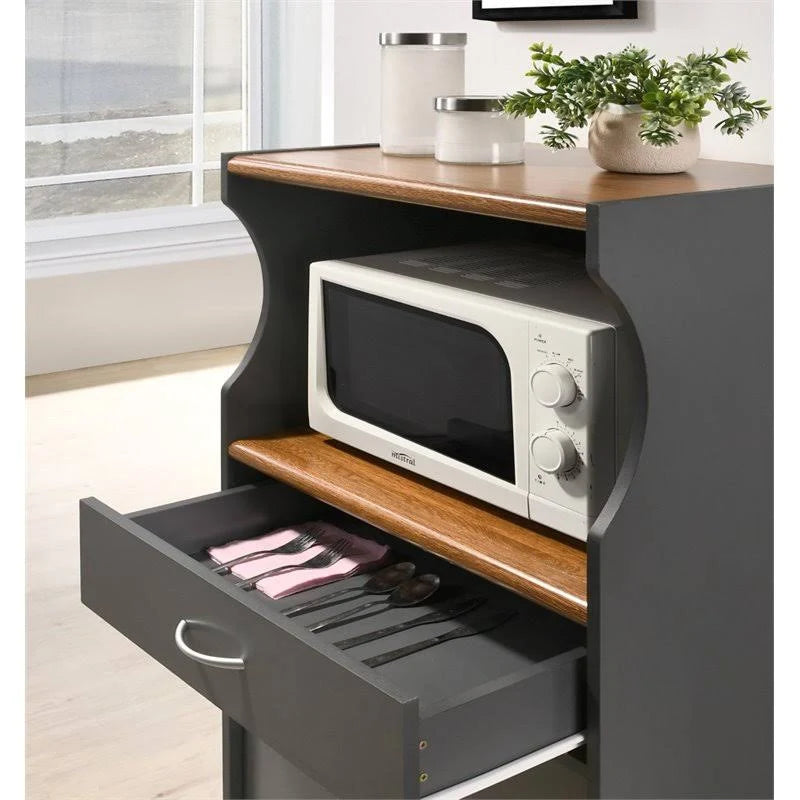 Gray Oak Microwave Kitchen Cart M306644