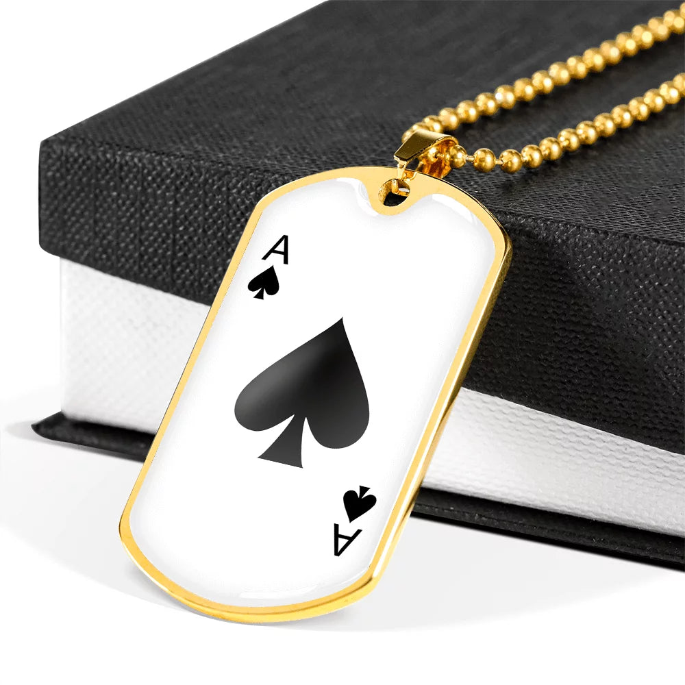 White Stainless Steel or 18k Gold Dog Tag Necklace K6178