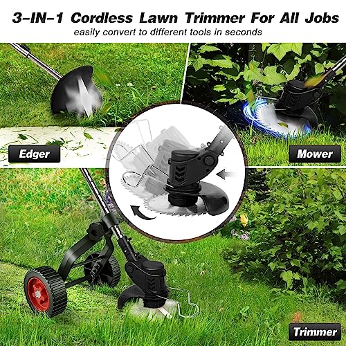 24V Cordless 3 in 1 Electric String Trimmer with 2 x 2000mAh Batteries R3659